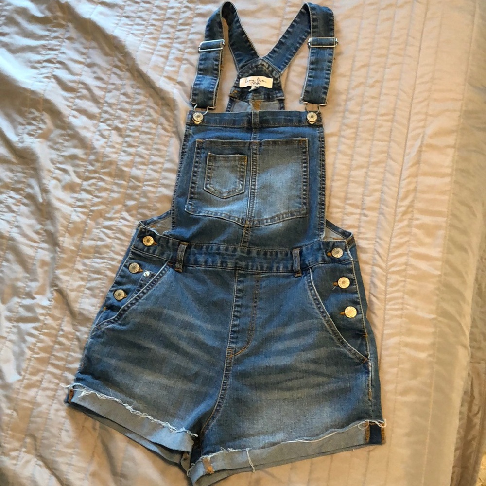 Love tree denim shortalls